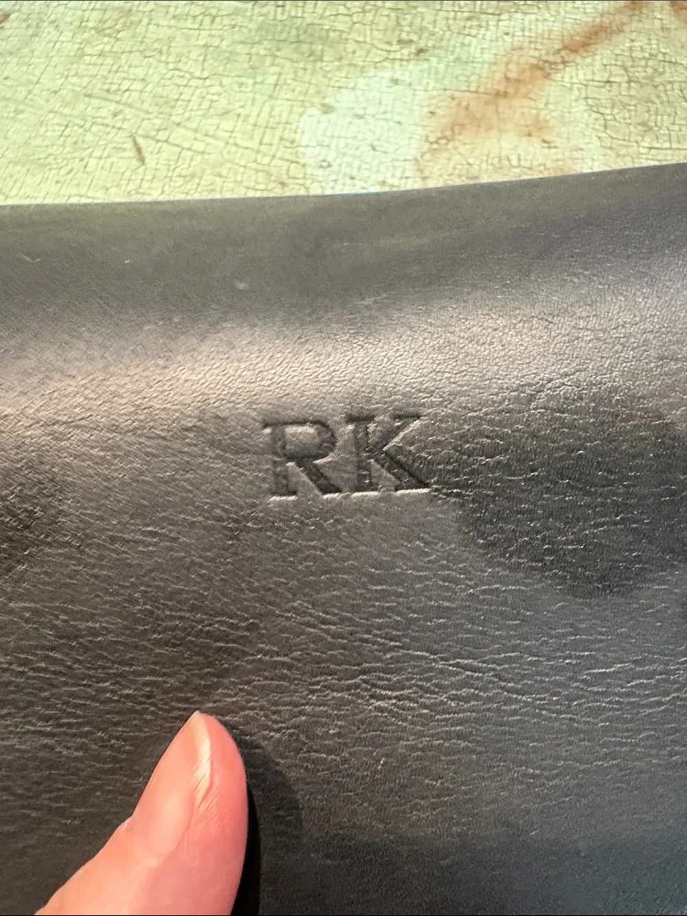 PIEL Leather Black Portfolio Briefcase Document Organizer Monogram RK